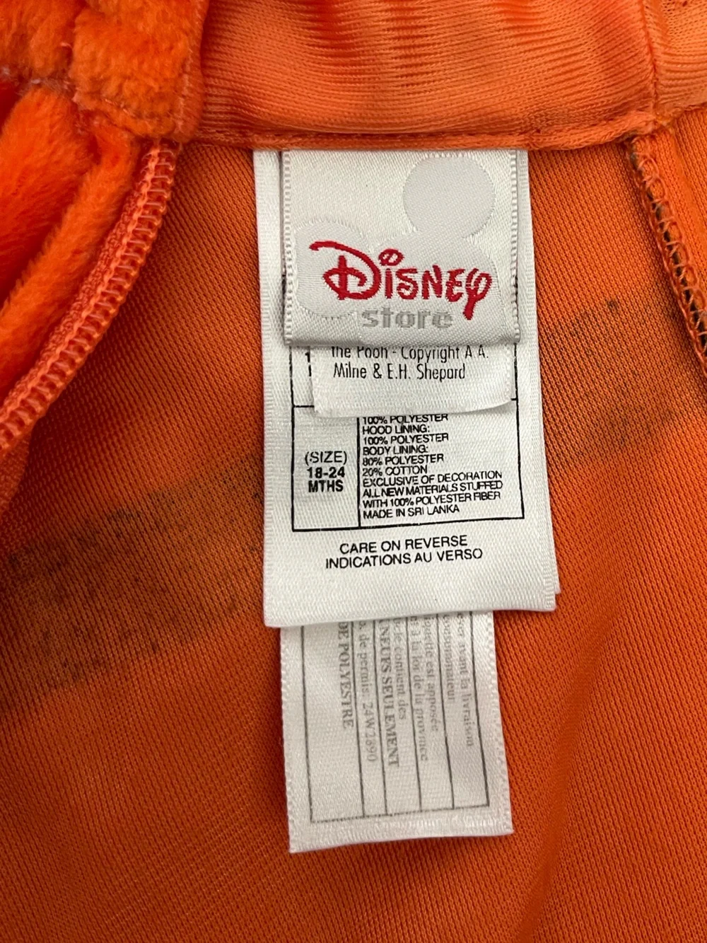 Vintage Disney Store Infant Baby Winnie the Pooh Tigger Costume Sz 18-24 Months